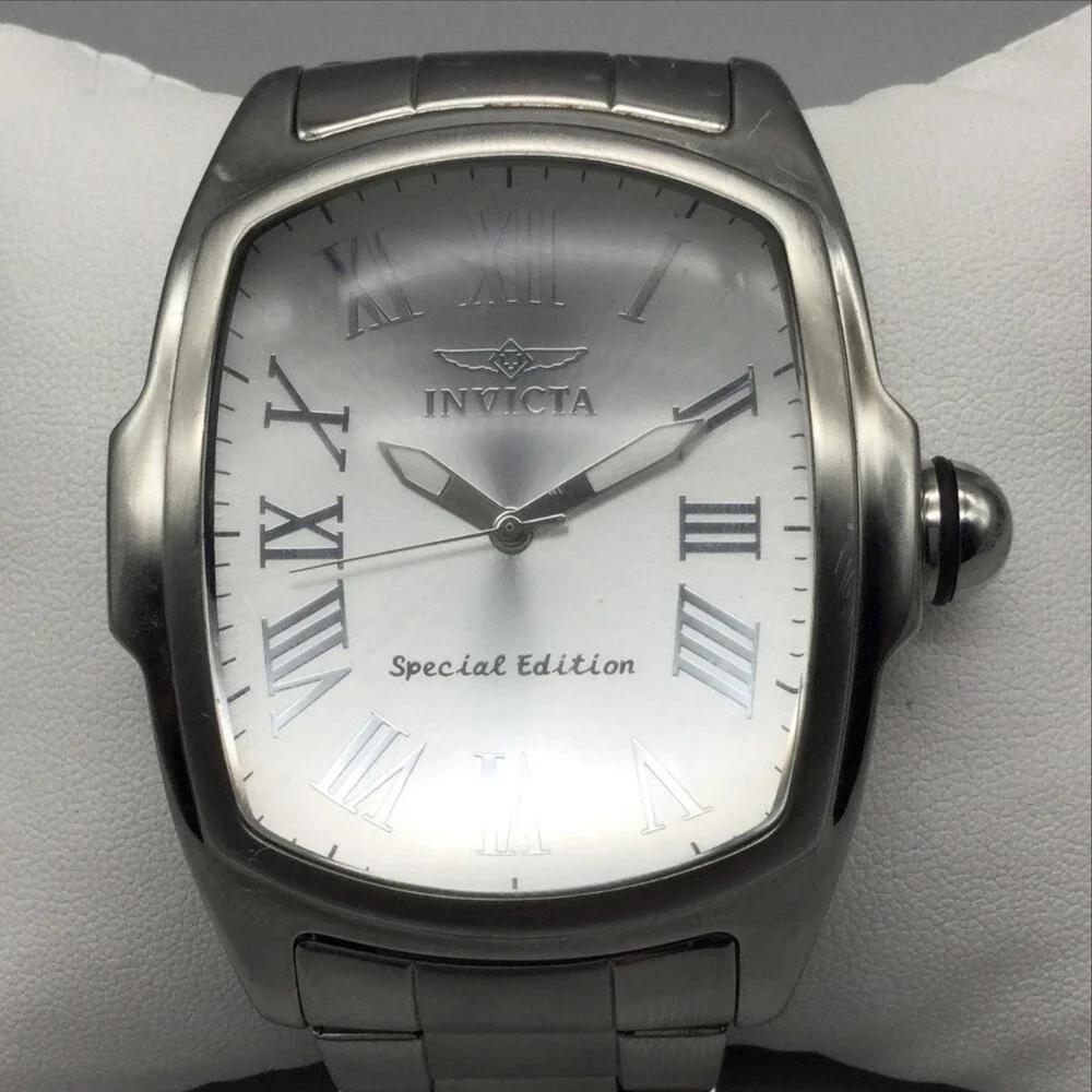 Invicta Lupah Special Edition 15187 Mens Watch 47mm Silver Tone New Battery 7.5